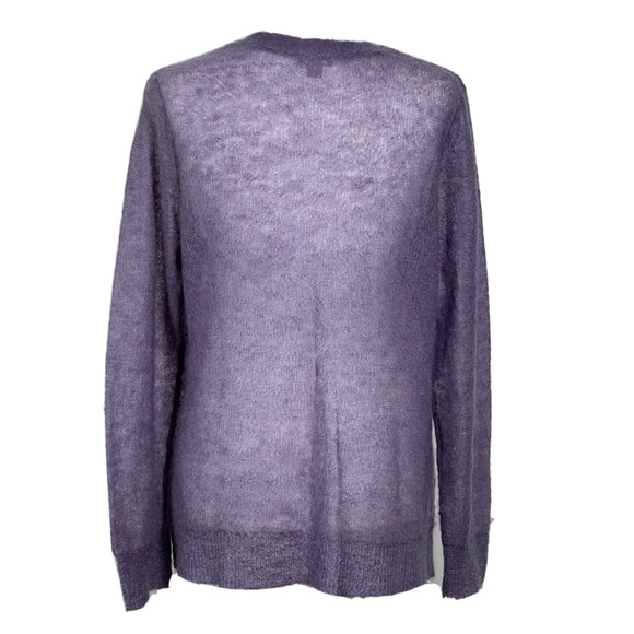 J Jill  Large Sweater Cardigan Mohair Nylon Wool Violet - Picture 4 of 12